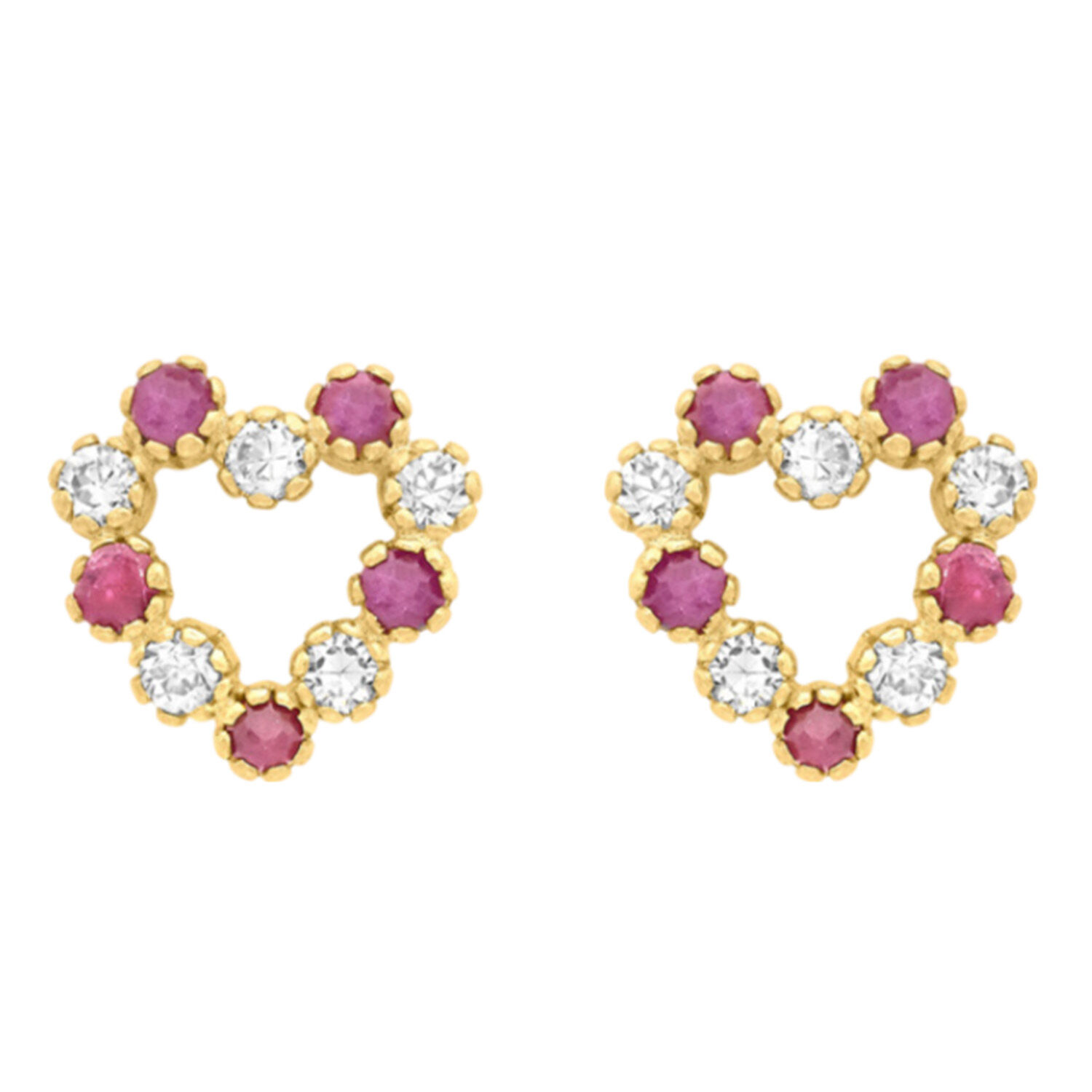 9K Yellow Gold  A   White Cubic Zirconia ,  Pink Cubic Zirconia  Earring 0.20 pc,  Gold Wt. 1.06 Gms