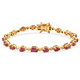 African Ruby (FF) and Natural Cambodian Zircon Bracelet (Size - 7) in 14K Gold Overlay Sterling Silv