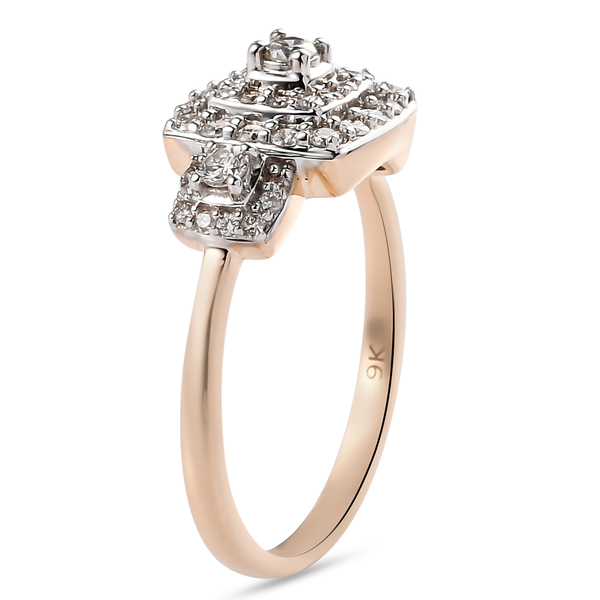 9K Rose Gold SGL Certified Diamond (I3/ G-H) Ring 0.48 Ct