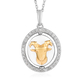 Natural Cambodian Zircon Zodiac-Capricorn Pendant with Chain (Size 20) in Yellow Gold and Platinum O