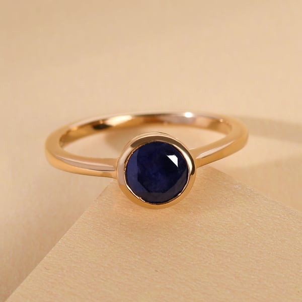 Masoala Sapphire (FF) Solitaire Ring in Yellow Gold Vermeil Overlay Sterling Silver