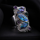 BALI GODDESS COLLECTION - Abalone Shell, Green Quartz and Amethyst Ring in Sterling Silver 1.86 Ct, 