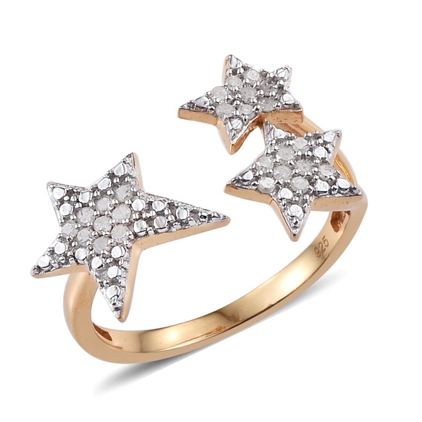 Diamond (Rnd) Triple Star Open Ring in 14K Gold Overlay Sterling Silver 0.250 Ct.