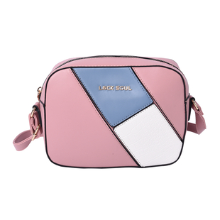 LOCK SOUL Colour Block Pattern Crossbody Bag - Pink, Blue and White