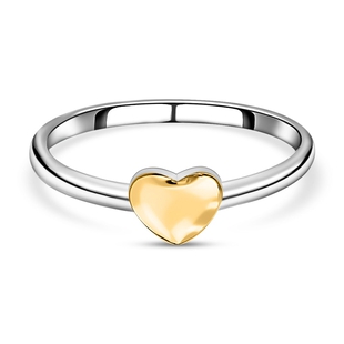 Platinum and Yellow Gold Overlay Sterling Silver Heart Ring