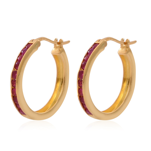 Ruby (Rnd) Earrings (with Clasp) in 14K Gold Overlay Sterling Silver 1.000 Ct.