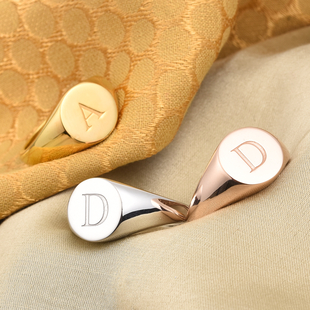 Personalised Engraved Initial Round Signet Ring