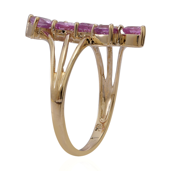 9K Y Gold Pink Sapphire (Trl) 5 Stone Crossover Ring 1.250 Ct.