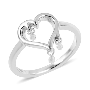LucyQ Three Drip Heart Ring in Rhodium Overlay Sterling Silver
