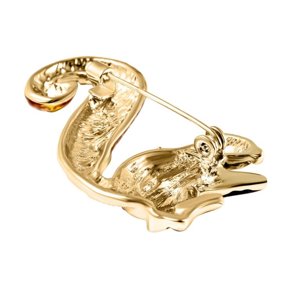 Multi Colour Crystal Enamelled Squirrel Brooch in Gold Tone