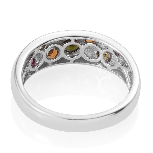 Rainbow Tourmaline (Rnd) Ring in Platinum Overlay Sterling Silver 1.000 Ct.