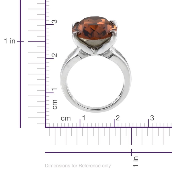 - Smoked Topaz Colour Crystal (Ovl) Ring in ION Plated Platinum Bond