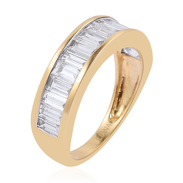 ILIANA 18K Yellow Gold IGI Certified Diamond (Bgt) (SI/G-H) Half Eternity Ring 1.500 Ct.