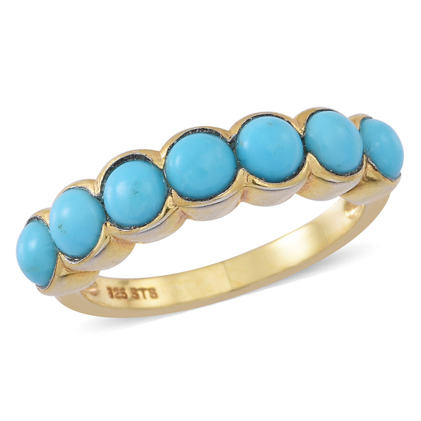 Arizona Sleeping Beauty Turquoise (Rnd) 7 Stone Ring in 14K Gold Overlay Sterling Silver Ring  1.250