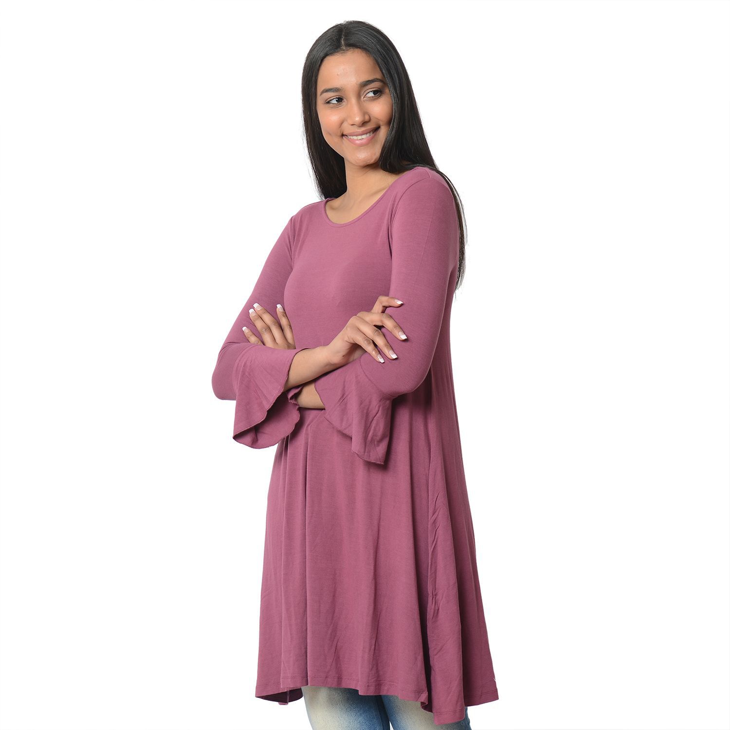 Purple Colour Flared Dress (Size L)