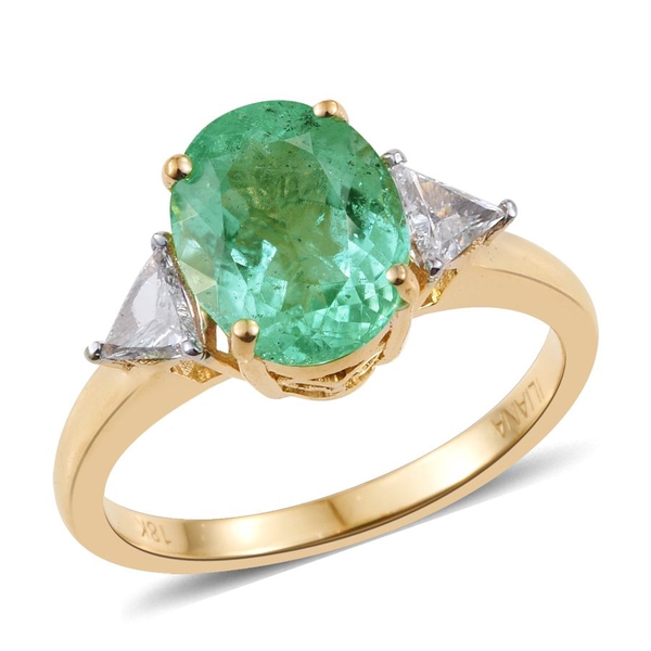 ILIANA 18K Y Gold Boyaca Colombian Emerald (Ovl 2.05 Ct), Diamond Ring 2.350 Ct.