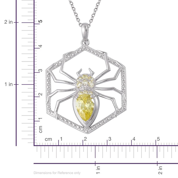 AAA Simulated Peridot Spider Pendant With Chain in Rhodium Plated Sterling Silver