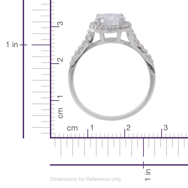 ELANZA AAA Simulated Diamond (Rnd) Ring in Rhodium Plated Sterling Silver