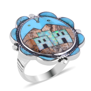 Santa Fe Collection - Multi Gemstones Ring in Sterling Silver 2.500 Ct.