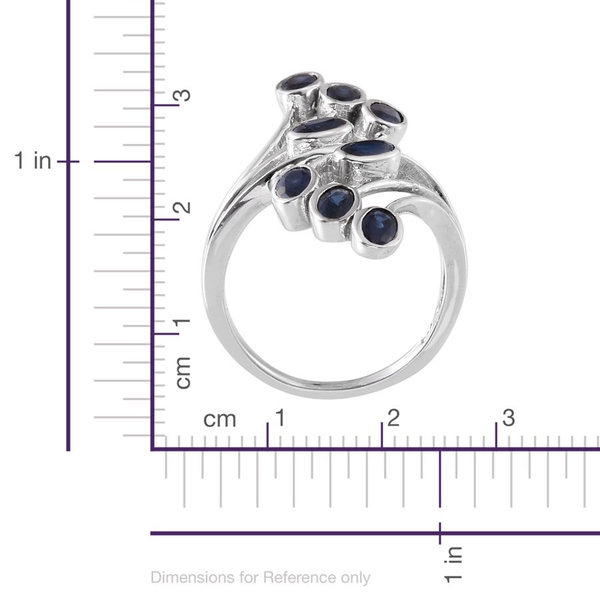 Kanchanaburi Blue Sapphire (Ovl) Crossover Ring in Platinum Overlay Sterling Silver 2.500 Ct.