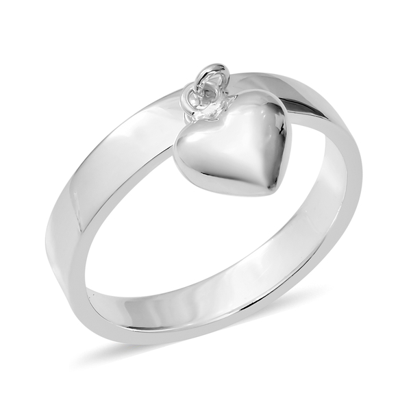 Designer Inspired Heart Charm Band Ring in Sterling Silver 5.08 Grams