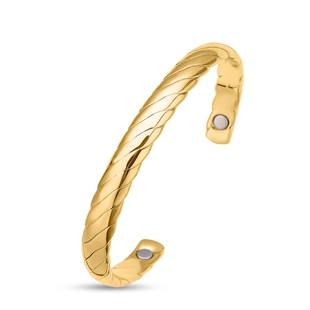 Magnetic Twisted Bangle (Size -7.25) in Yellow Gold Tone