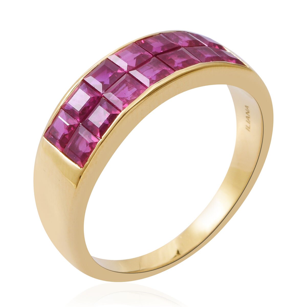 ILIANA 3 Carat AAAA Ruby Half Eternity Band Ring in 18K Gold 5.60 gms