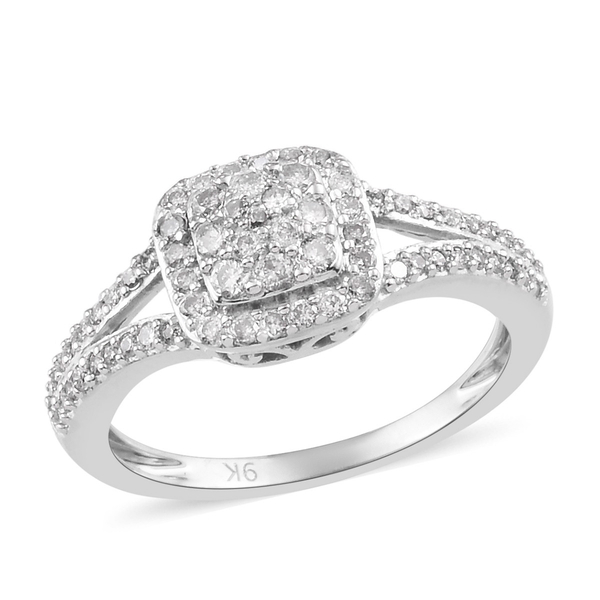 0.50 Carat Diamond Cluster Ring in 9K White Gold SGL Certified I3 GH
