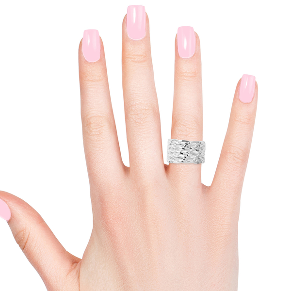 Designer Inspired - Sterling Silver Weave Ring, Silver wt 4.71 Gms.