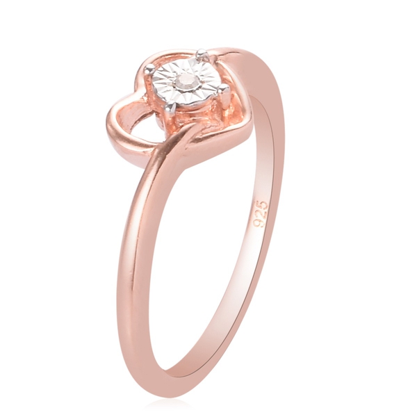 Diamond Heart Ring in Rose Gold Overlay Sterling Silver