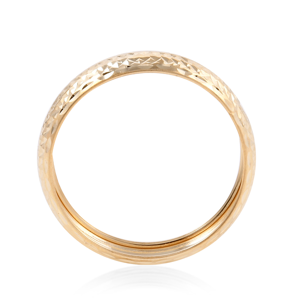 Royal Bali Collection - 9K Yellow Gold Diamond Cut Texture Band Ring