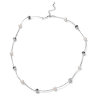 2 in 1 Shell Pearl Station Necklace (Size 22.5 with 2 inch Extender) and Bracelet (Size 7.5) in Silv