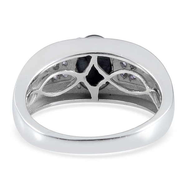 Difused Star Blue Sapphire (Ovl 2.00 Ct), Iolite Ring in Platinum Overlay Sterling Silver 2.150 Ct.