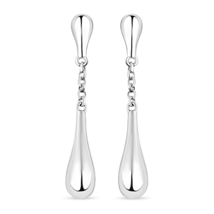 LucyQ Drip Collection - Rhodium Overlay Sterling Silver Dangling Earrings (With Push Back)