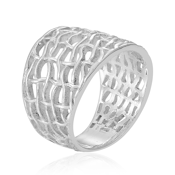 Thai Sterling Silver Weave Net Design Ring, Silver wt 7.08 Gms.