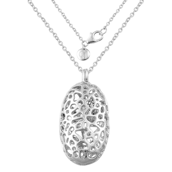 RACHEL GALLEY Sterling Silver Charmed Pebble Locket Necklace (Size 30), Silver wt 27.88 Gms.