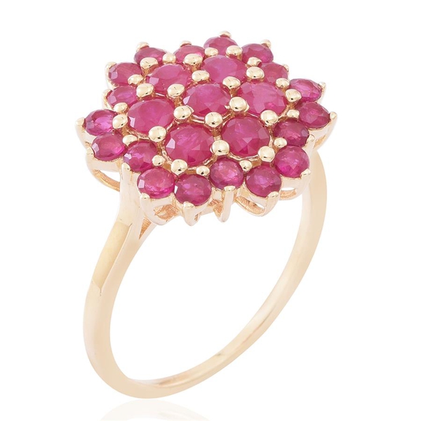 9K Yellow Gold AA Ruby (Rnd) Floral Ring 3.250 Ct.