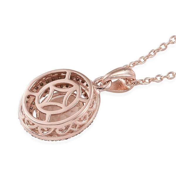 Rare Size Marropino Morganite (Ovl9X7 1.65 Cts), Natural Champagne Diamond (Rnd 0.35 Cts) Pendant with Chain in Rose Gold Overlay Sterling Silver 2.000 Ct.