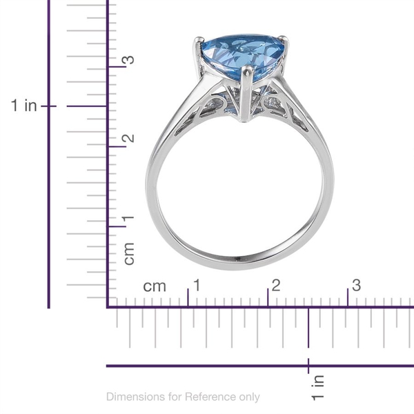 Signity Kashmir Blue Topaz (Trl) Solitaire Ring in Platinum Overlay Sterling Silver 3.250 Ct.