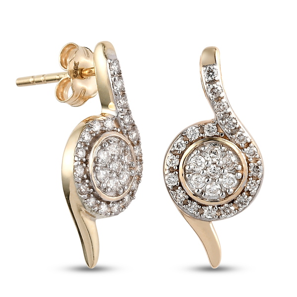 RACHEL GALLEY Embrace Collection - 9K Yellow Gold SGL Certified Diamond (I1/G-H) Earrings (With Push Back) 0.30 Ct.