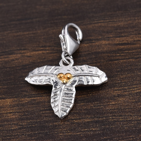 Holly December Birth Flower Charm in Platinum and Gold Overlay Sterling Silver