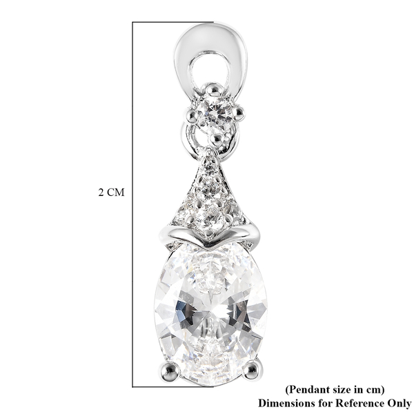 Lustro Stella Rhodium Overlay Sterling Silver Pendant Made with Finest CZ 2.04 Ct.