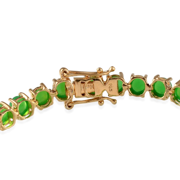 Green Ethiopian Opal (Rnd) Bracelet (Size 7.5) in 14K Gold Overlay Sterling Silver 12.500 Ct.