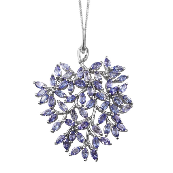 Tanzanite (Mrq) Leaves Pendant With Chain in Platinum Overlay Sterling Silver 4.500 Ct.