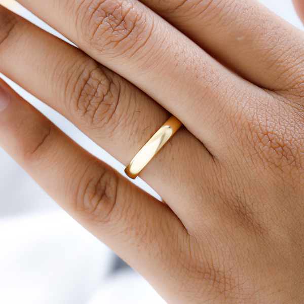 Yellow Gold Overlay Sterling Silver I Love You Engraved Band Ring