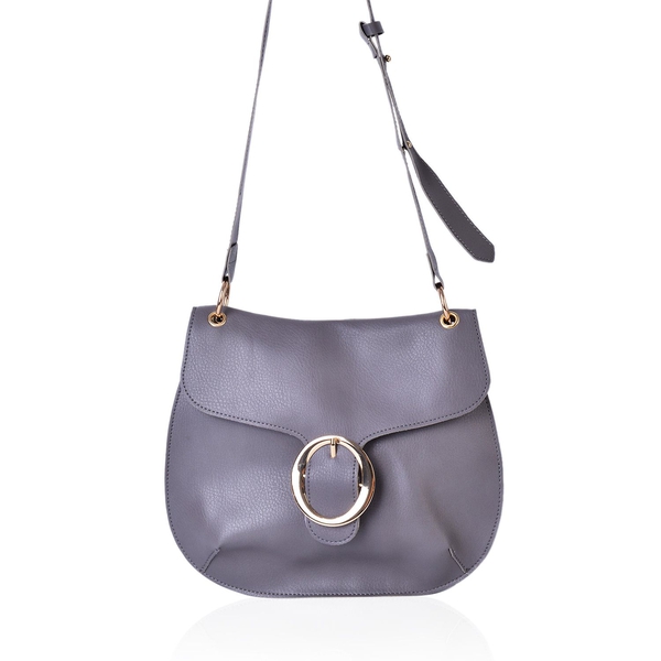 Grey Colour Crossbody Bag with Adjustable Shoulder Strap (Size 29X25 Cm)