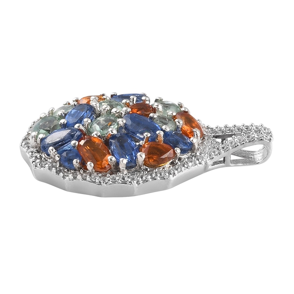 Multi Colour Kyanite and Natural Cambodian Zircon Pendant in Platinum Overlay Sterling Silver 5.220 Ct.