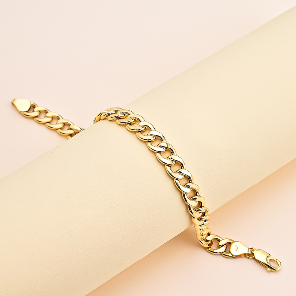 Hatton Garden Close Out Deal - 9K Yellow Gold Curb Bracelet (Size - 8) with Lobster Clasp, Gold Wt. 7.50 Gms