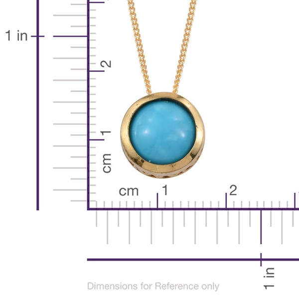 Arizona Sleeping Beauty Turquoise (Rnd) Solitaire Pendant with Chain in 14K Gold Overlay Sterling Silver 1.150 Ct.