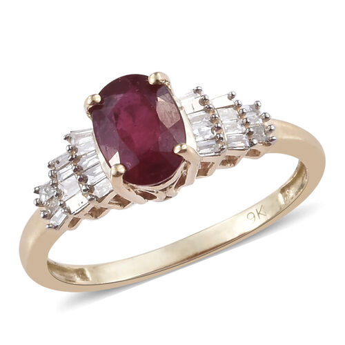 1.25 Carat African Ruby and Diamond Ballerina Ring in 9K Gold 1.57 ...